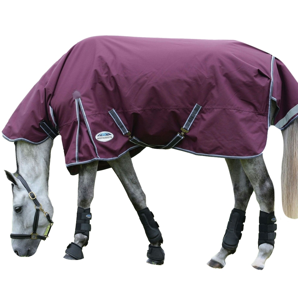 image 1 of Weatherbeeta Comfitec Plus Dynamic II Combo Neck Midweight Horse Turnout Rug - Maroon/Grey/White - 6´ 9"