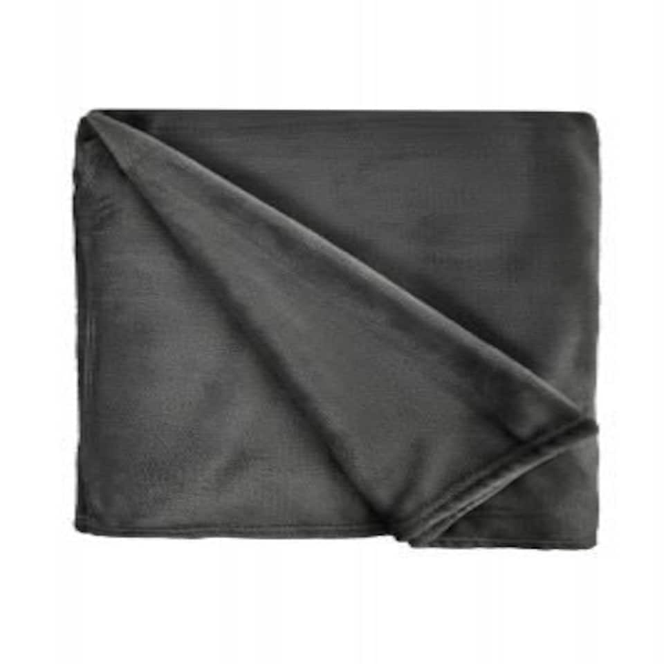 image 1 of Plush Collection Flannel Fleece Super Soft Throw in Charcoal (50" x 60") Grey | Grey