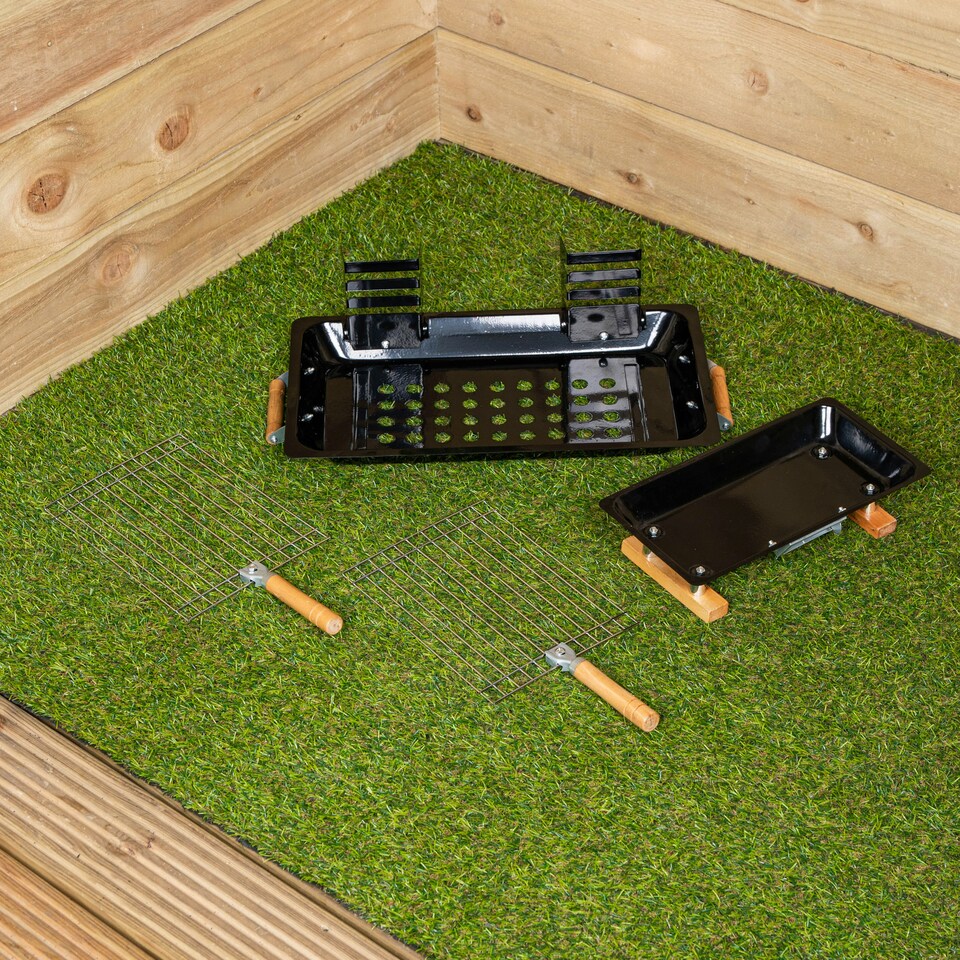 image 1 of Black Outdoor Portable Steel Hibachi BBQ Camping Grill