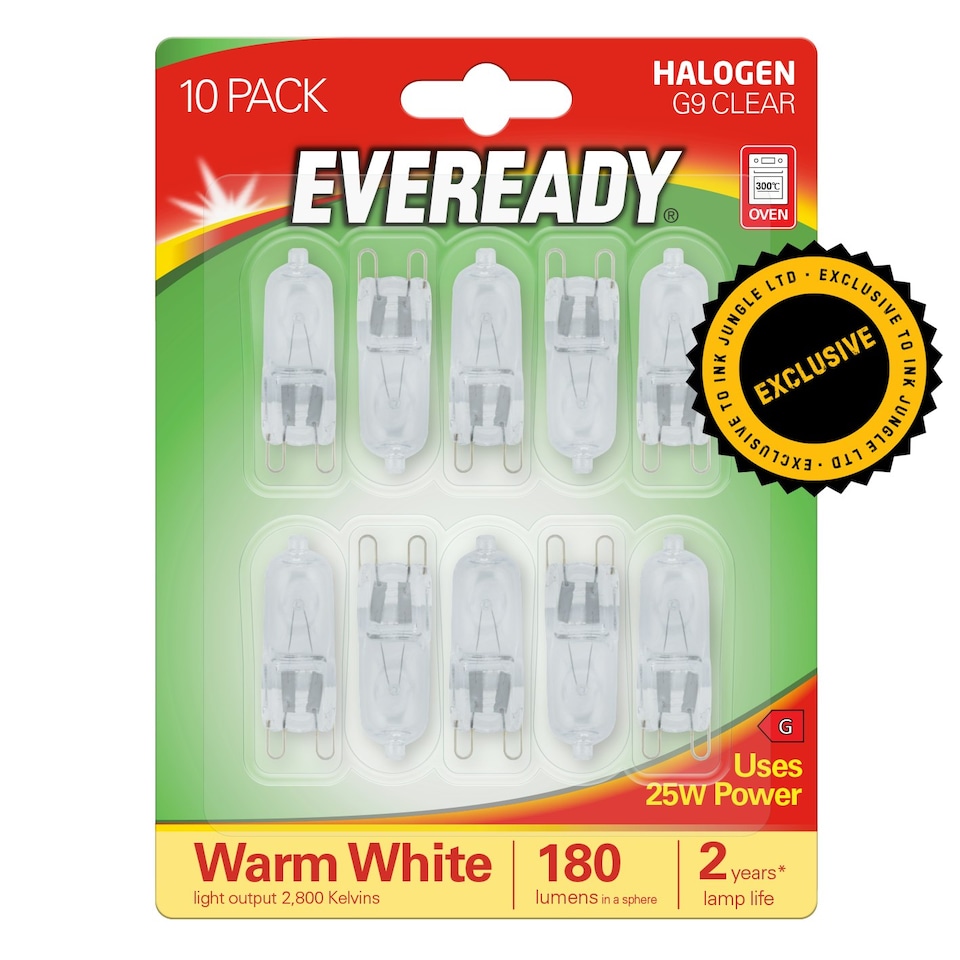 image 1 of Eveready Halogen G9 Capsule 180lm 25W 2800K (Warm White) Light Bulb - Pack of 10
