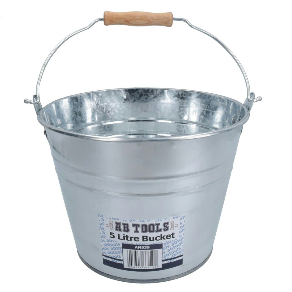 image 1 of 5L Galvanised Steel Metal Bucket Pail Water Coal Greenhouse Garden Plants 2PK
