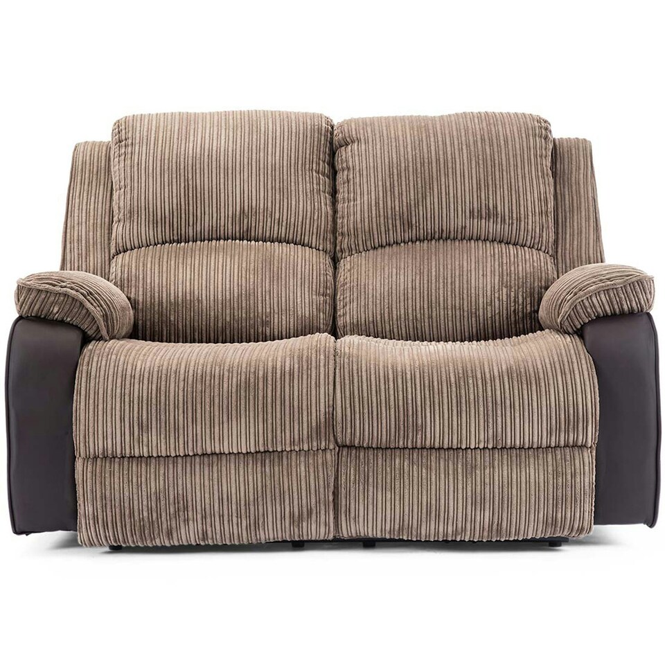 image 1 of Postana 2 Seater Electric High Back Jumbo Cord Fabric Recliner Sofa (Brown)