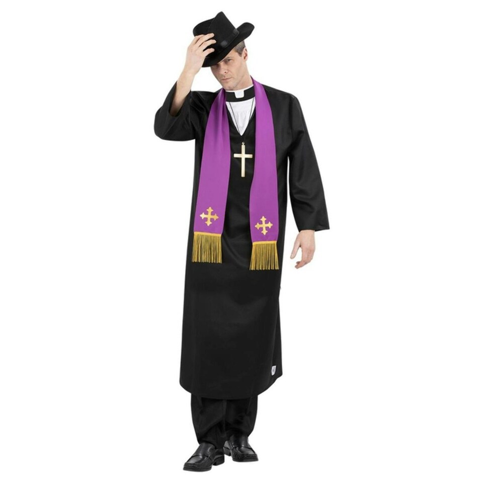 image 1 of The Exorcist Mens Father Merrin Priest Costume Set - Black/White/Purple - M M