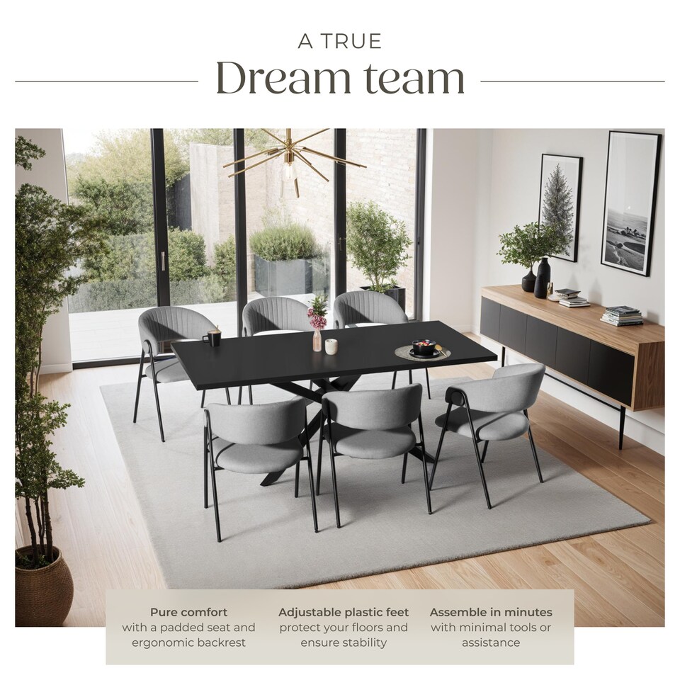 image 1 of Dining Chair Bedano - woven fabric, padded, 150 kg load capacity | Grey | grey | 6