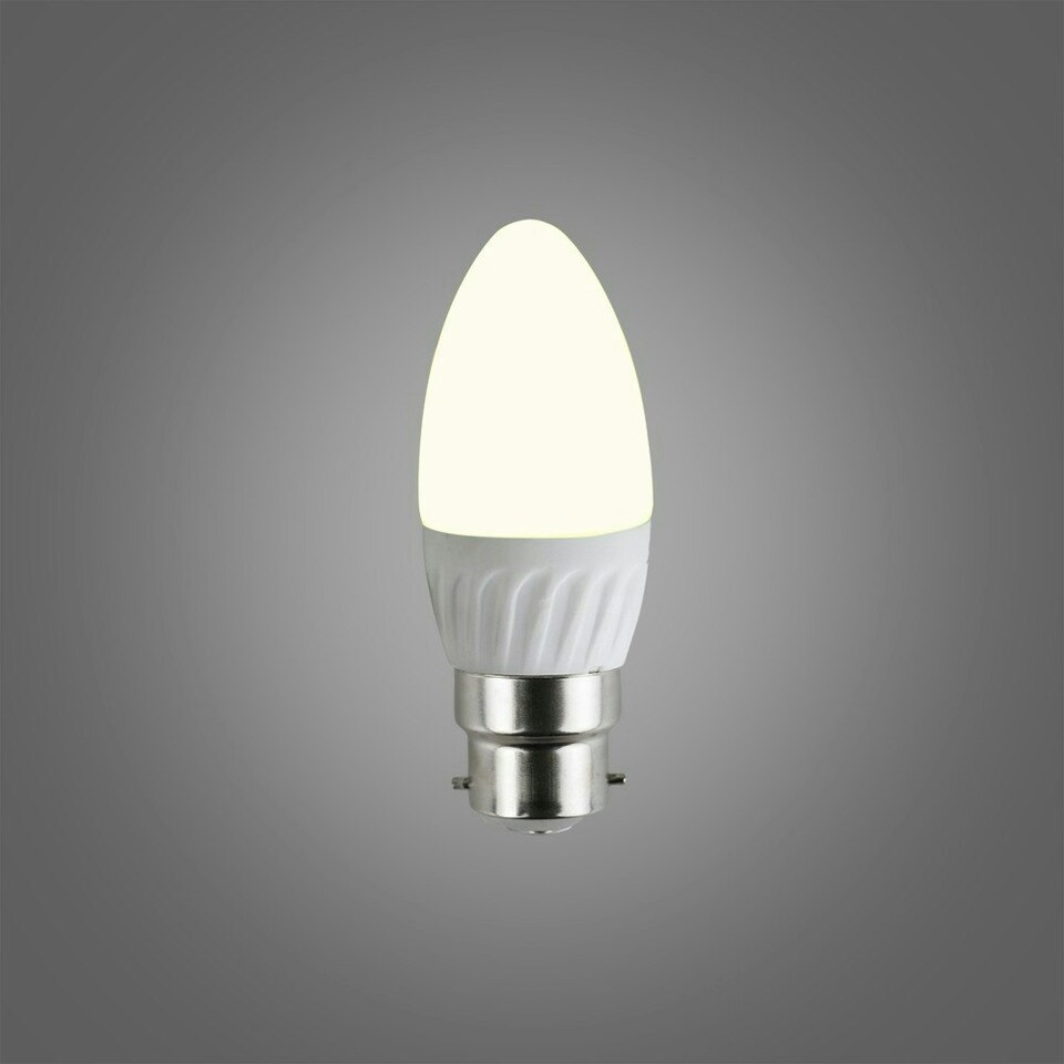 image 1 of ValueLights 10 Pack B22 White Plastic Candle LED 4W Warm White 3000K 400lm Light Bulb