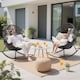 image 7 of Oversized PE Rattan Rocking Chair with Thick Cushion