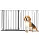image 6 of PawHut Dog Gate Wide Stair Gate w/ Door Pressure Fit, 75-145W cm, Black