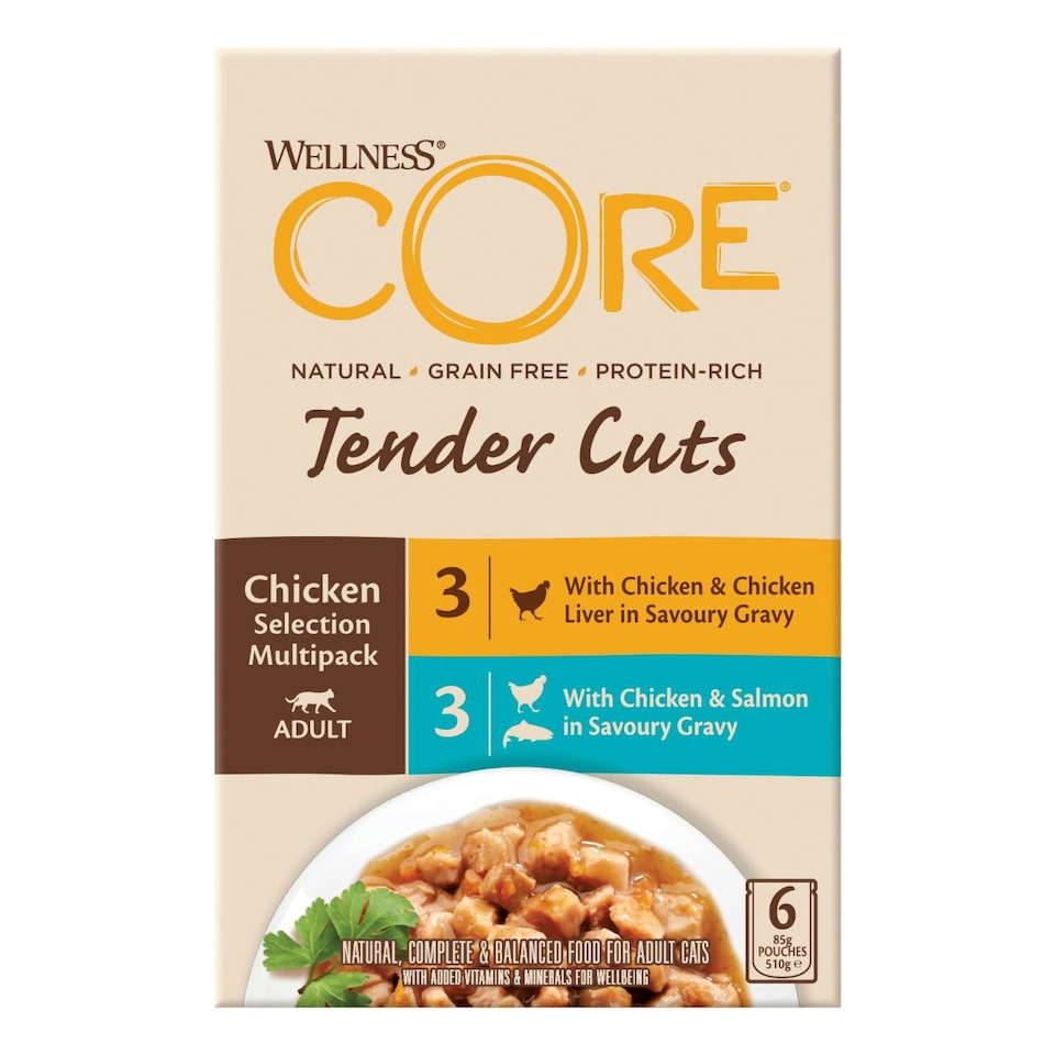 image 1 of Wellness CORE Cat Wet Adult Tender Cuts Chicken Selection Multipack 6 x 85g