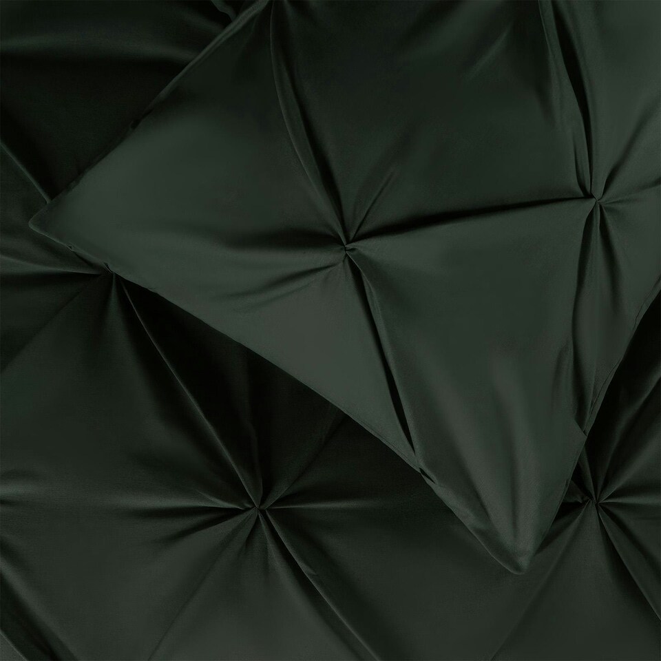 image 1 of OHS Pinch Pleat Diamond Pintuck Duvet Cover and Pillowcase Bedding Set, King - Forest Green