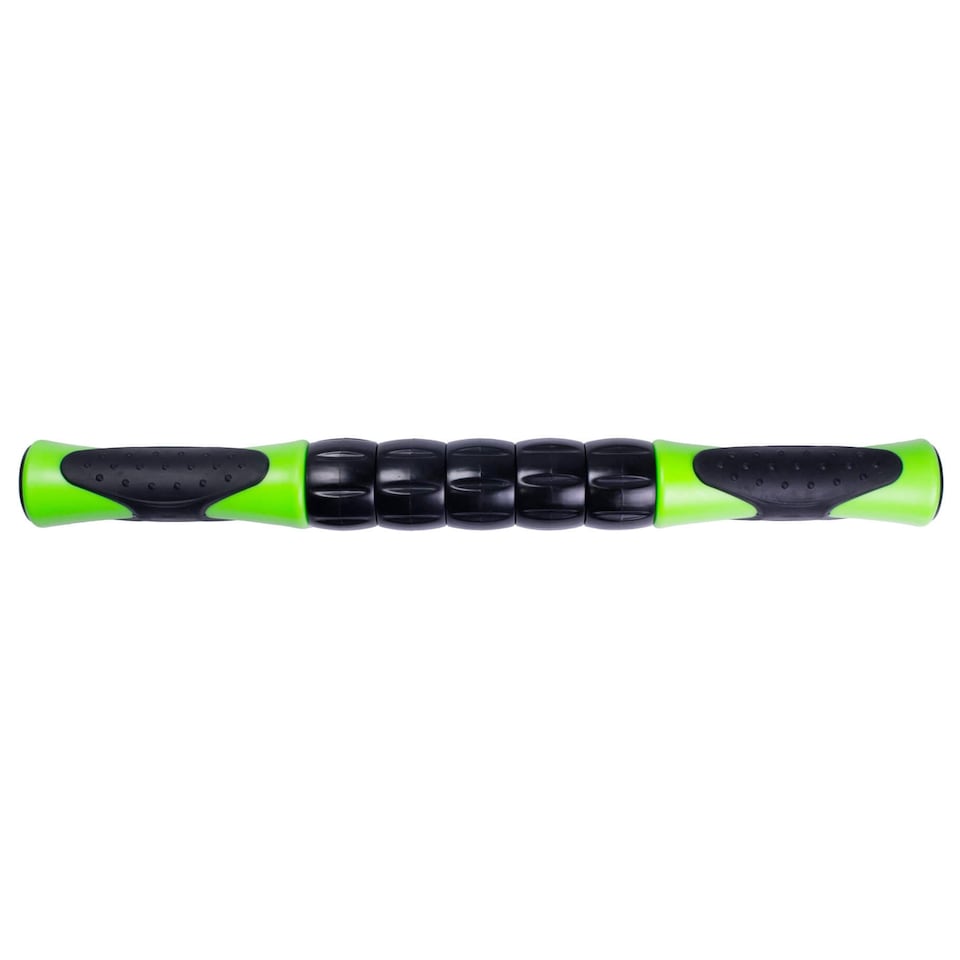 image 1 of Fitness Mad Rolling Massage Stick - 5-Roller Portable Muscle Roller, Green/Black (Model 9483) | Multi | Green/black | 9483