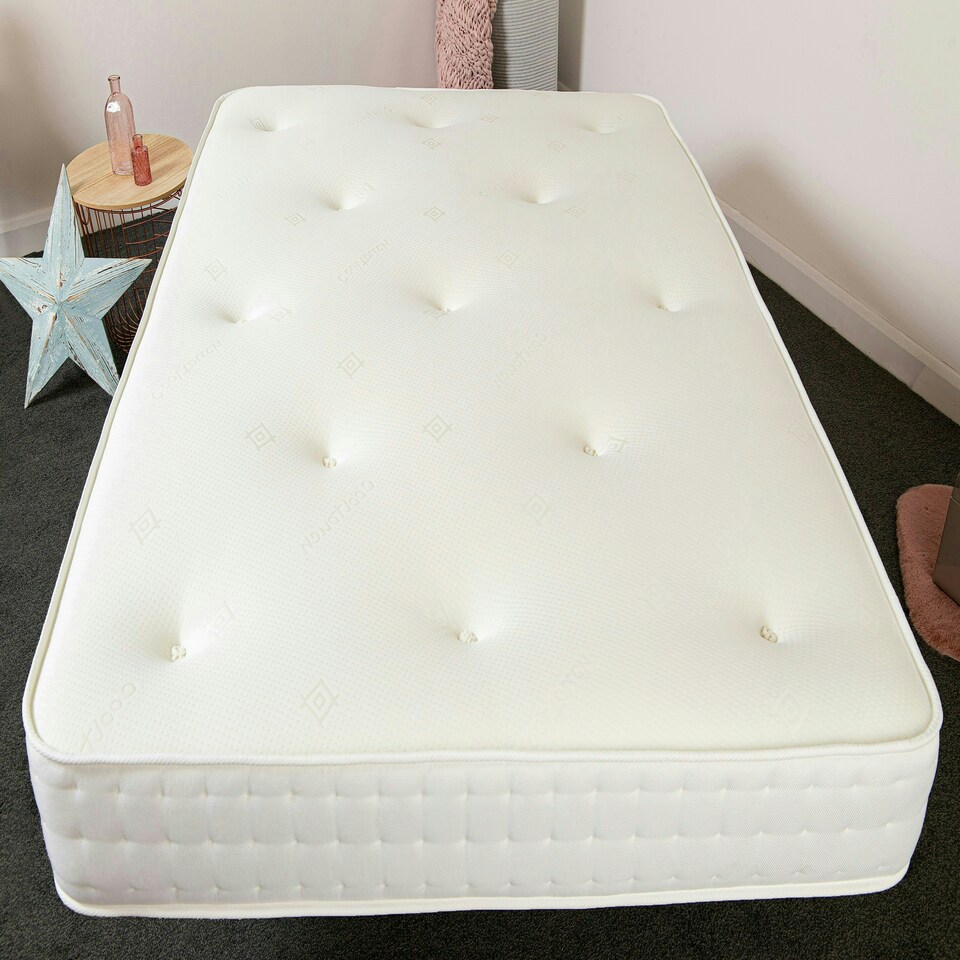 image 1 of 3-Tac Hand-Tufted Hybrid Mattress - 20cm Deep, Quilted Soft Sleep Surface White | Small Double