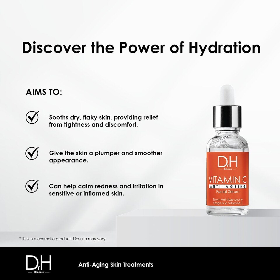 image 1 of Dr H Anti-Ageing Vitamin C Facial Serum 30ml for Brightening and Even Skin Tone