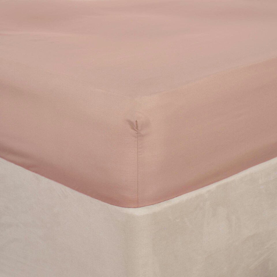 image 1 of OHS Soft Plain Fitted Bed 25cm Deep Elasticated Sheet, King - Blush Pink