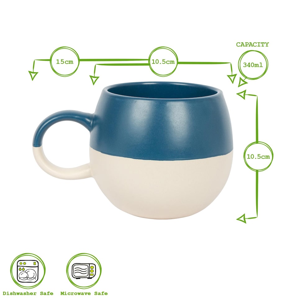 image 1 of Nicola Spring Dipped Stoneware Sphere Mugs - 340ml - Navy - Pack of 4 | Blue | Navy