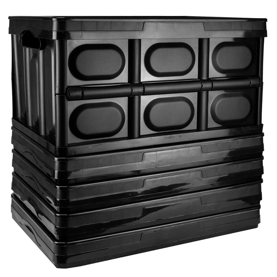 image 1 of TekBox 56L Black Folding Storage Box - Set of 5 Boxes