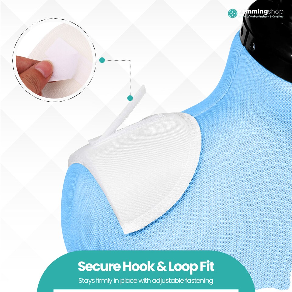 image 1 of White Anti-Slip Shoulder Pads Set-In Foam Design with Hook & Loop Fastening