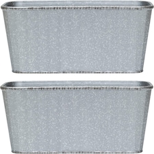 Steel Effect Trough Planter for Garden Outdoor Patio (x2) | Grey