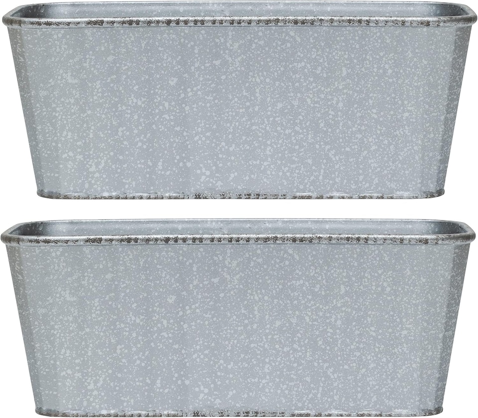 image 1 of Steel Effect Trough Planter for Garden Outdoor Patio (x2) | Grey