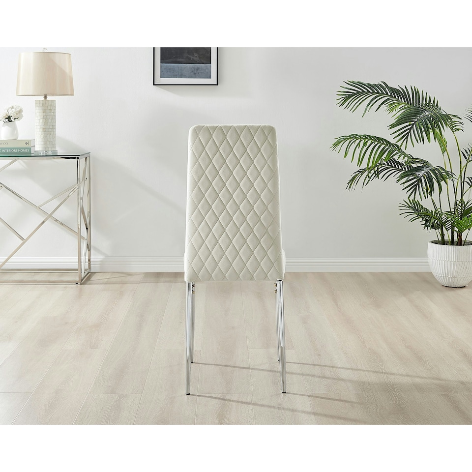 image 1 of Furniturebox 4x Milan Dining Chair Cream Velvet Silver Legs
