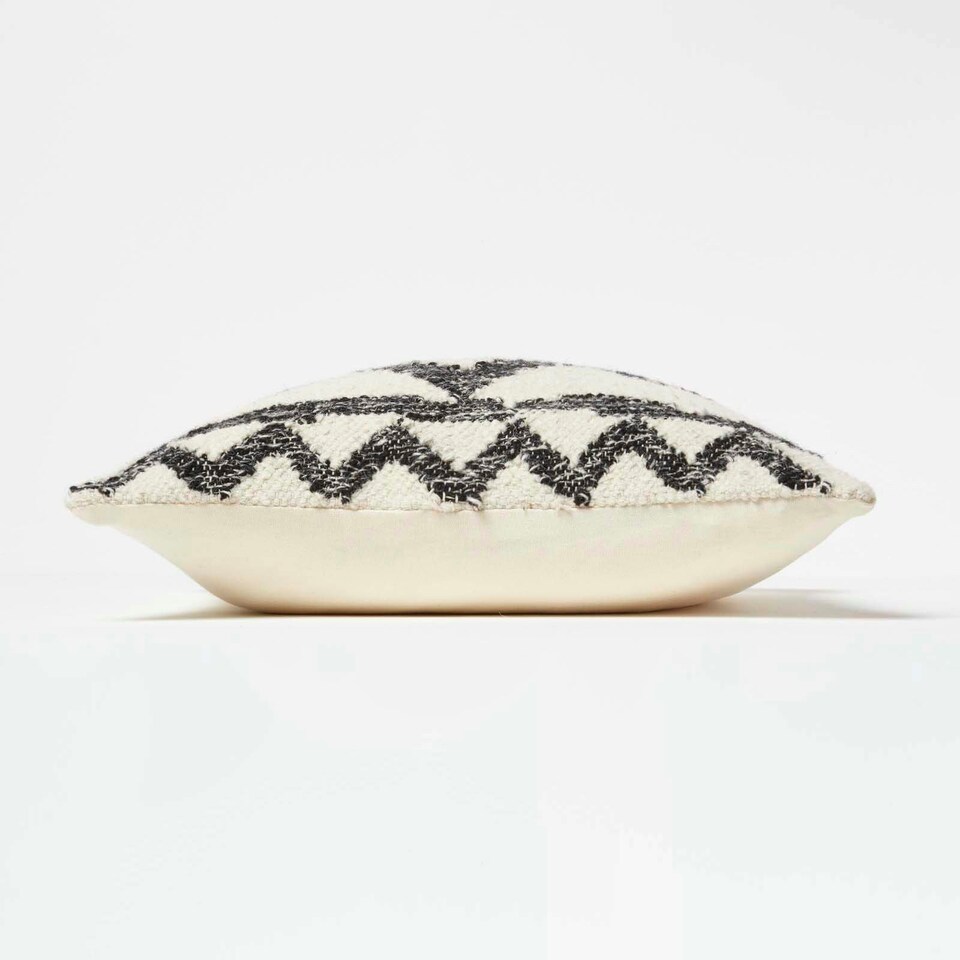 image 1 of Homescapes Koba Handwoven Traditional Black & Cream Cushion - 45 x 45 cm | Cream | 45 x 45 cm | 1