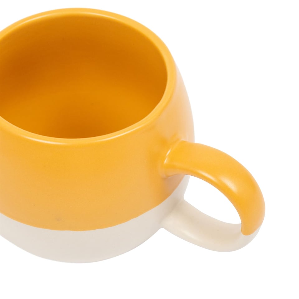 image 1 of Nicola Spring Dipped Stoneware Sphere Mugs - 340ml - Mustard - Pack of 4 | Yellow | Mustard