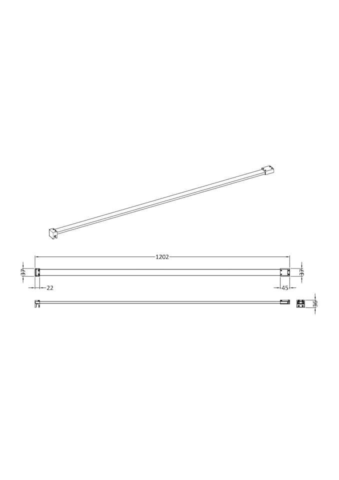 image 1 of Balterley Wetroom Screen Support Bar (for use with High Wetroom Screens)