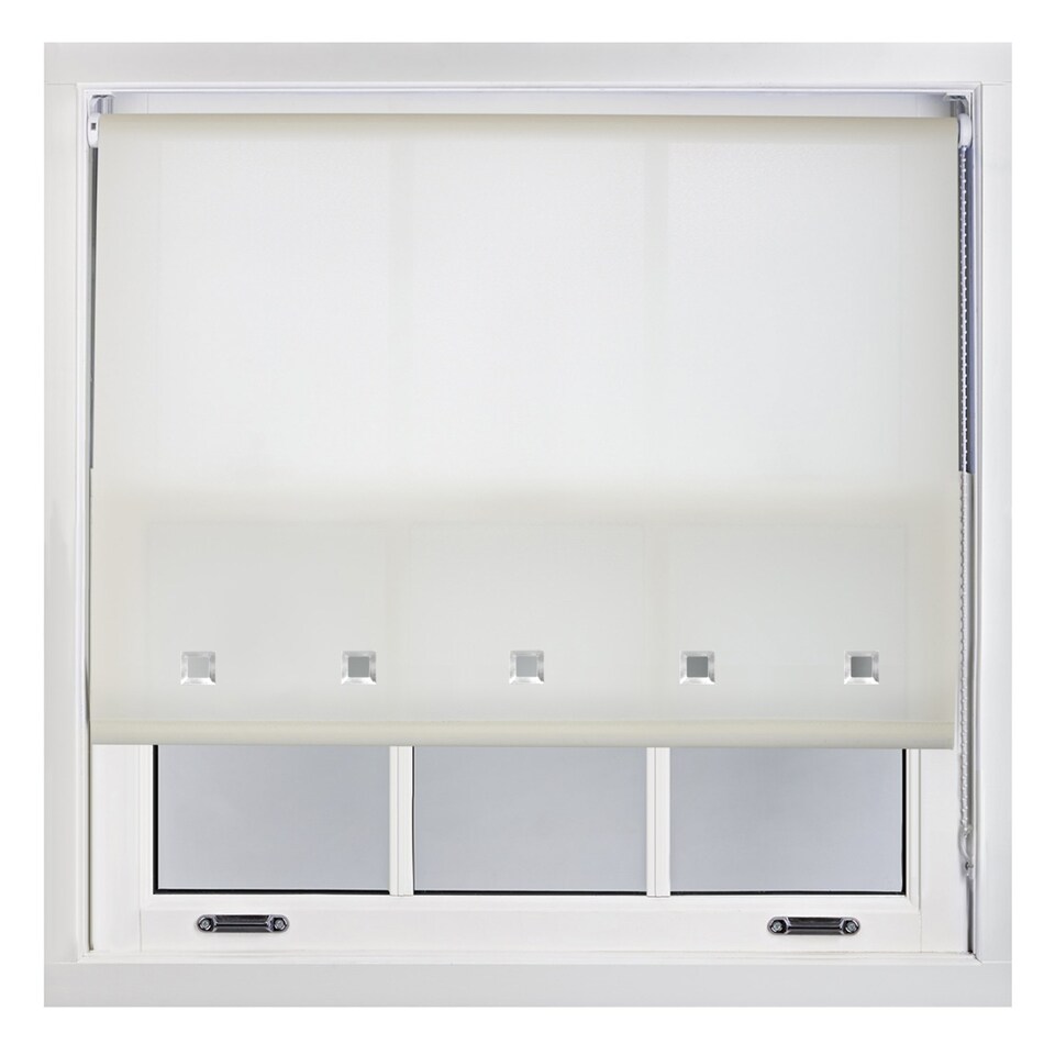 image 1 of FURNISHED Roller Blinds Daylight Square Eyelet Light Filtering Easy Fit Trimmable Window Shade | Cream | Cream