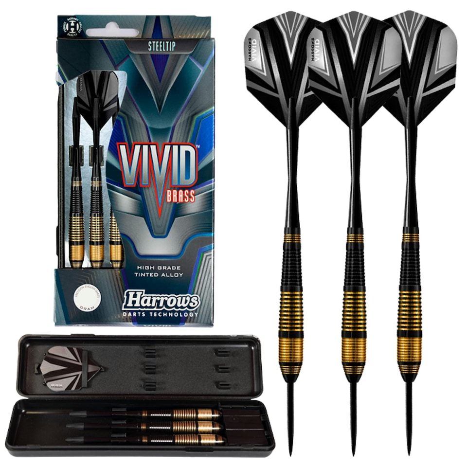 HARROWS DARTS VIVID BLACK BRASS-25GM - Cartasport - DABV25