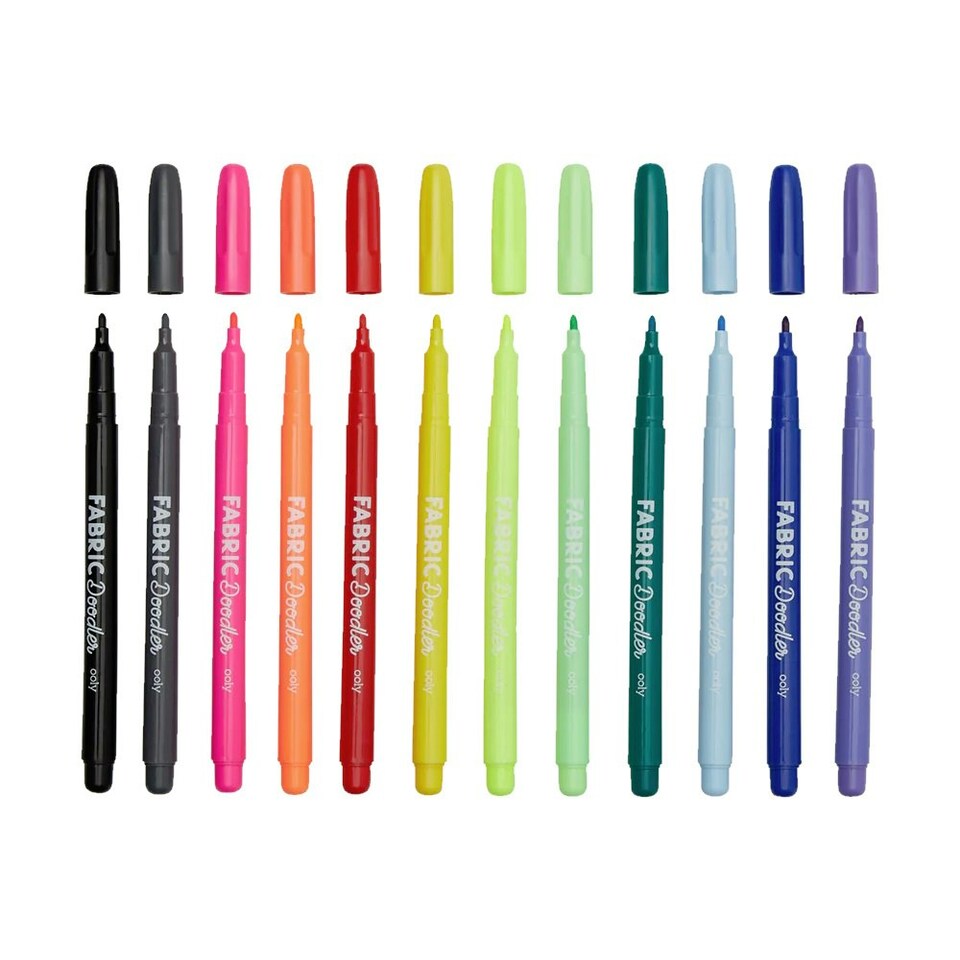 image 1 of Ooly Fabric Doodlers Permanent Fabric Markers Pack of 12