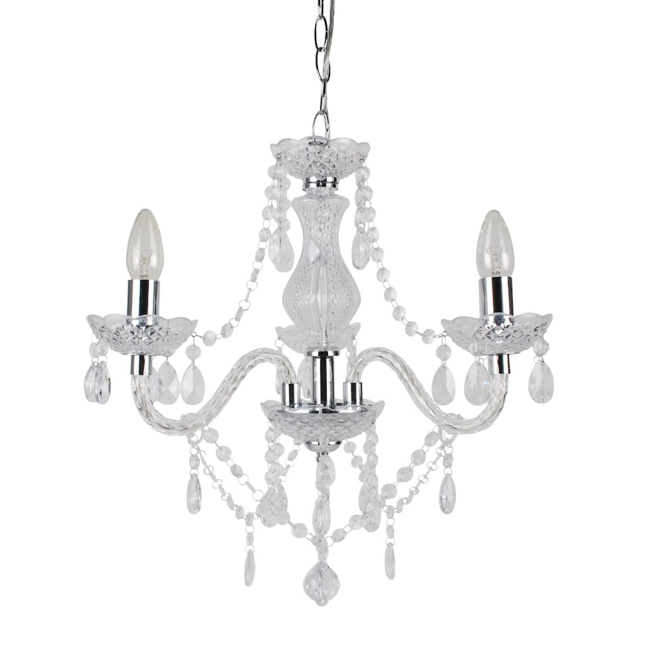 image 1 of Set of 2 Clear and Chrome Marie Therese Style 3 x 40W Chandelier | Clear | Chrome | 2