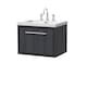 image 1 of Balterley Longnor 1 Drawer Wall Hung Vanity Unit with 3 Tap Hole Modern Fireclay Basin, Woodgrain Graphite Grey, 600mm