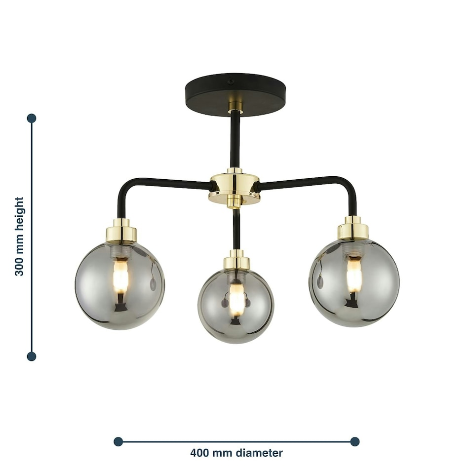 image 1 of First Choice Lighting Black Paint and Smoked Glass 3 Light Black | Grey