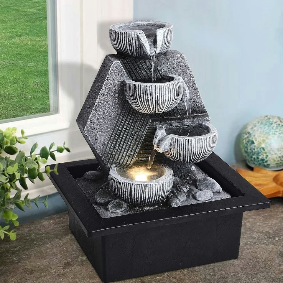 image 1 of Living and Home Garden Resin Fountain with LED Light