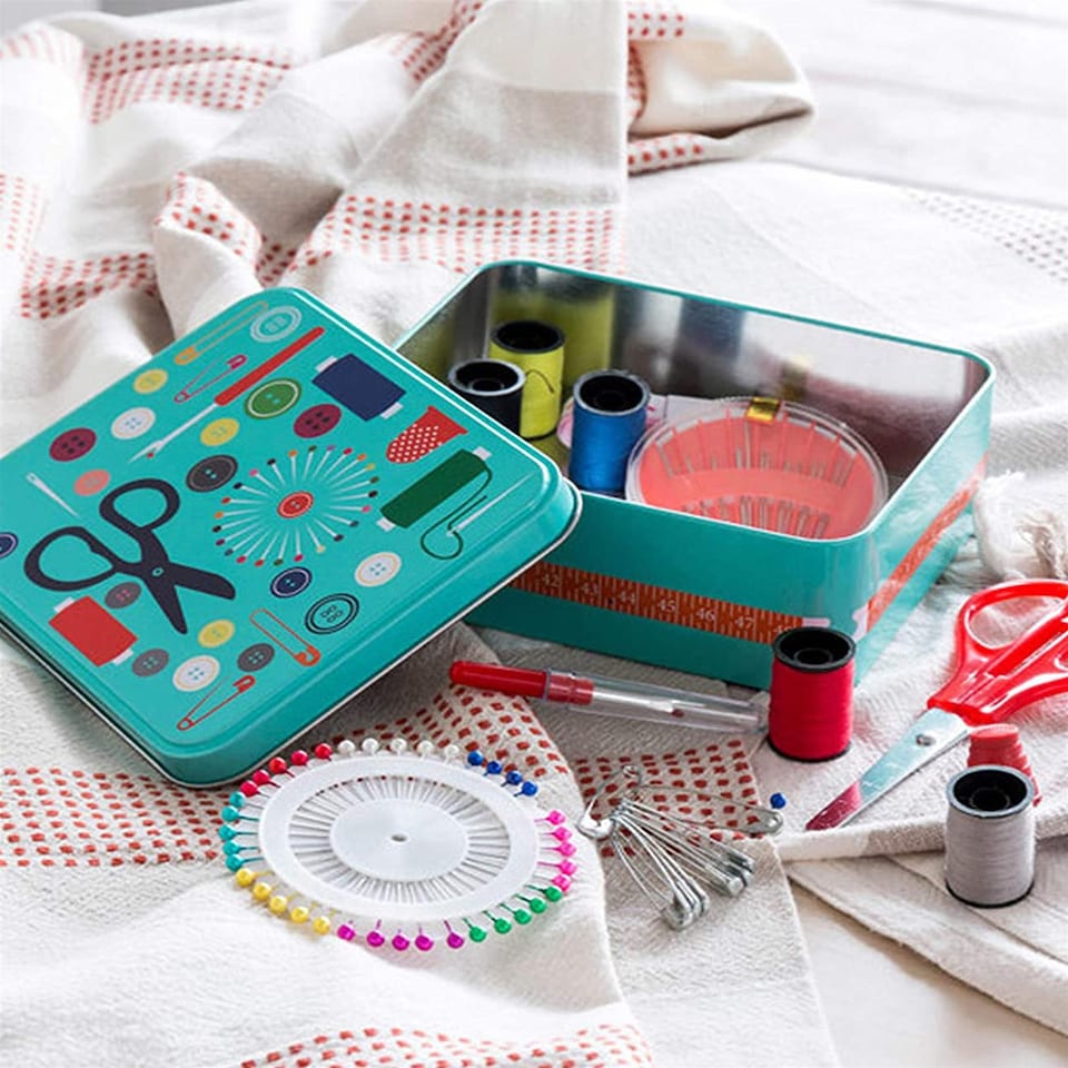 image 1 of GEEZY Sewing Kit Portable Travel Storage Box Green