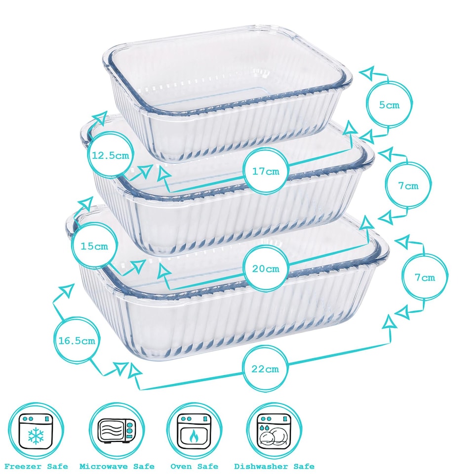 image 1 of Argon Tableware 3pc Optical Rectangular Glass Cake Dish Set - 3 Sizes | Clear | Clear | 3 Sizes