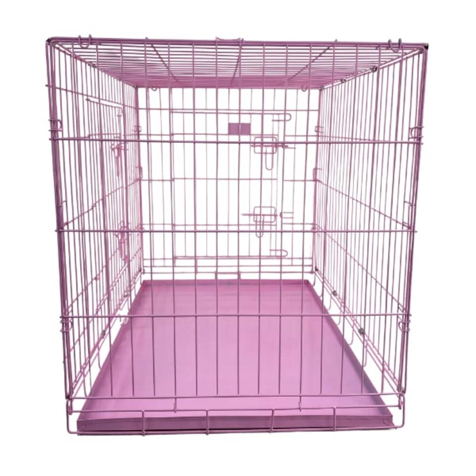image 1 of Hugglepets Dog Cage Crate with Metal Tray | Blue | L