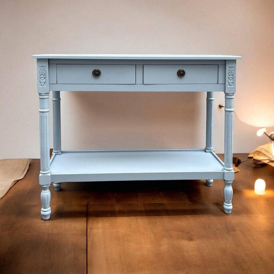 image 1 of 2 Drawers Side Table - L35 x W78 x H90 cm - Light Blue
