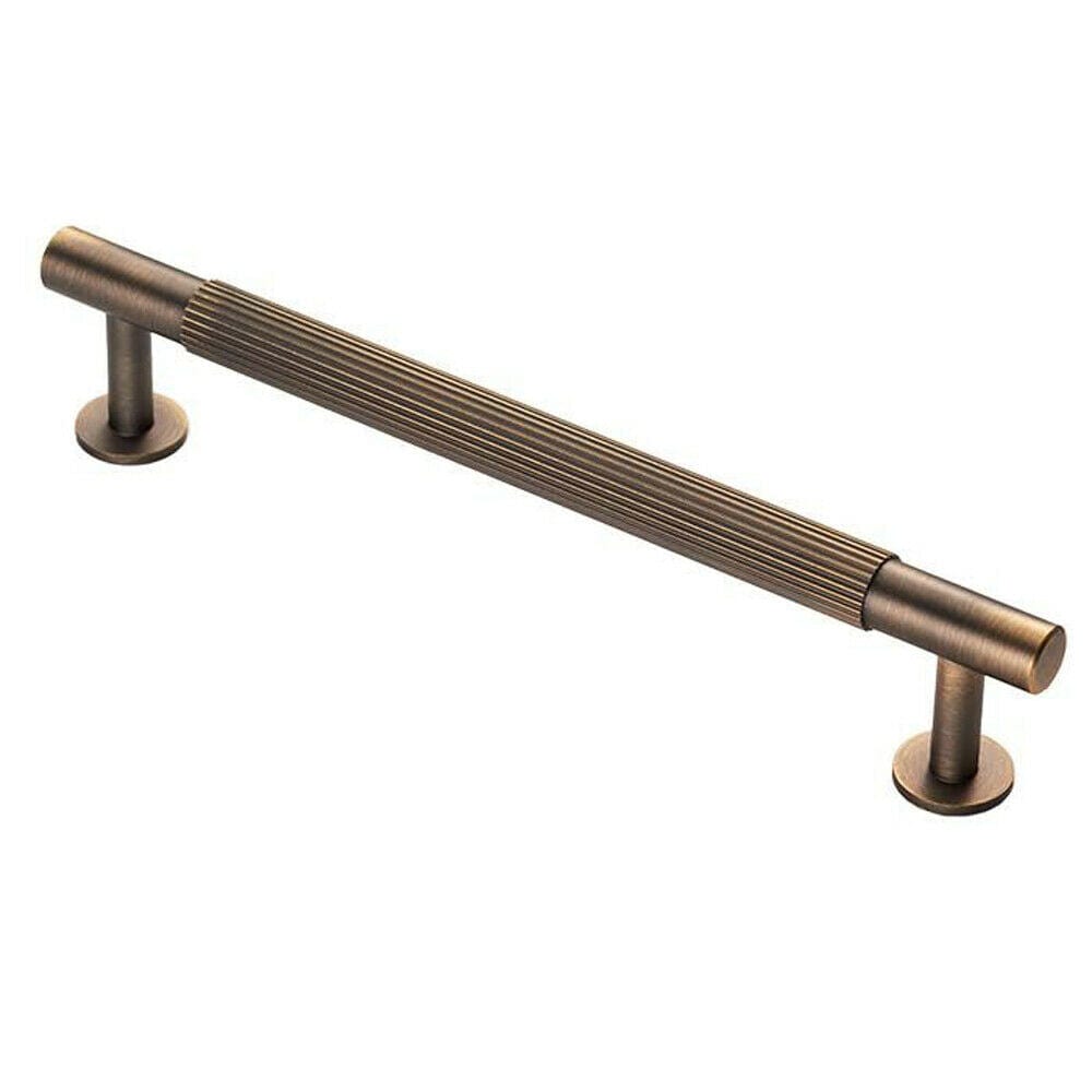 Loops Lined Bar Door Pull Handle - 190mm x 13mm - 160mm Centres - Antique Brass in Metallics