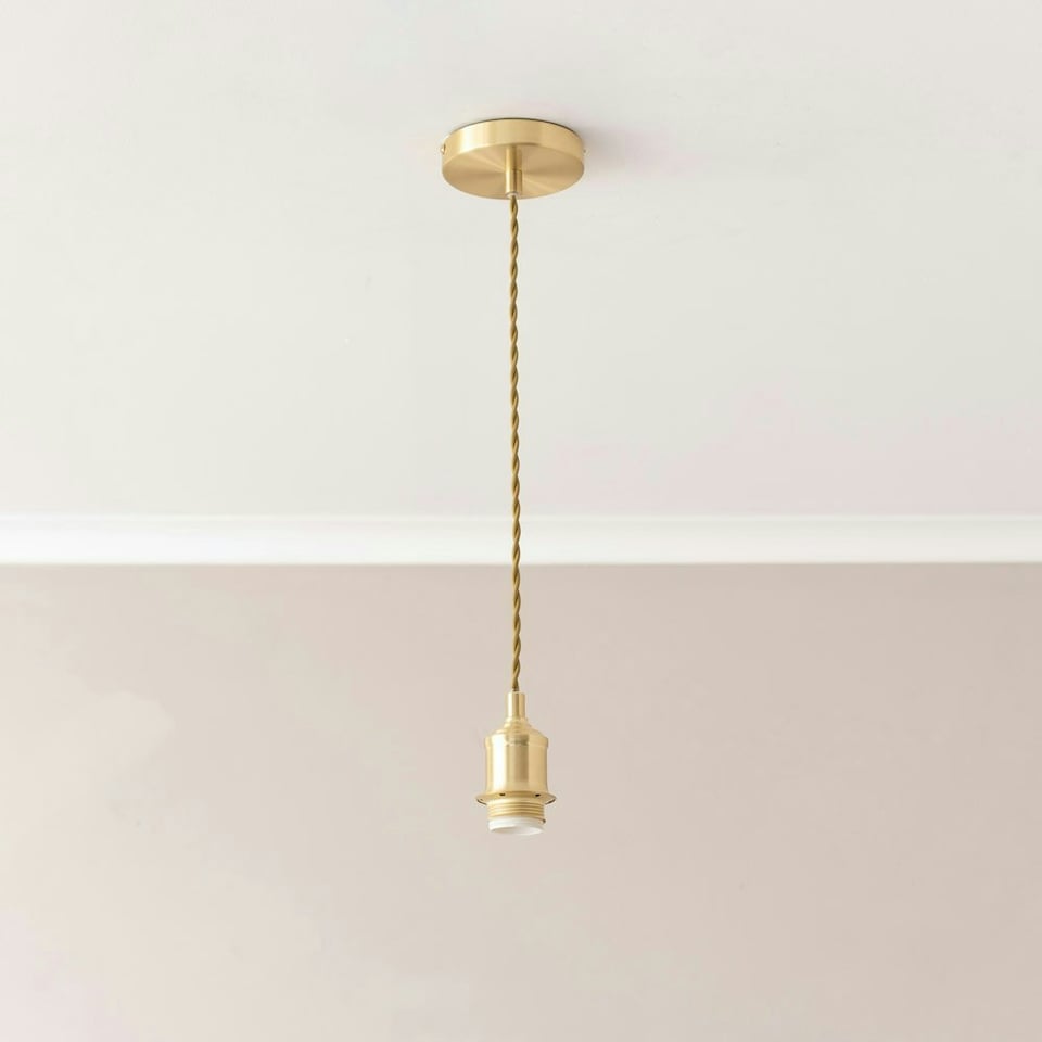 image 1 of ValueLights Shaw Brushed Gold Adjustable Single Pendant Ceiling Light Gold