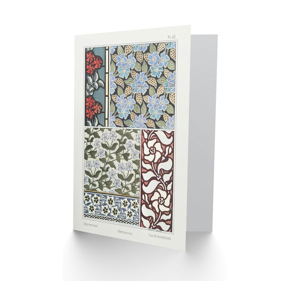 image 1 of Maurice Pillard Verneuil Art Card Periwinkle Flower Pattern