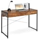 image 1 of COSTWAY Computer Desk Wooden Writing Workstation Coffee Brown