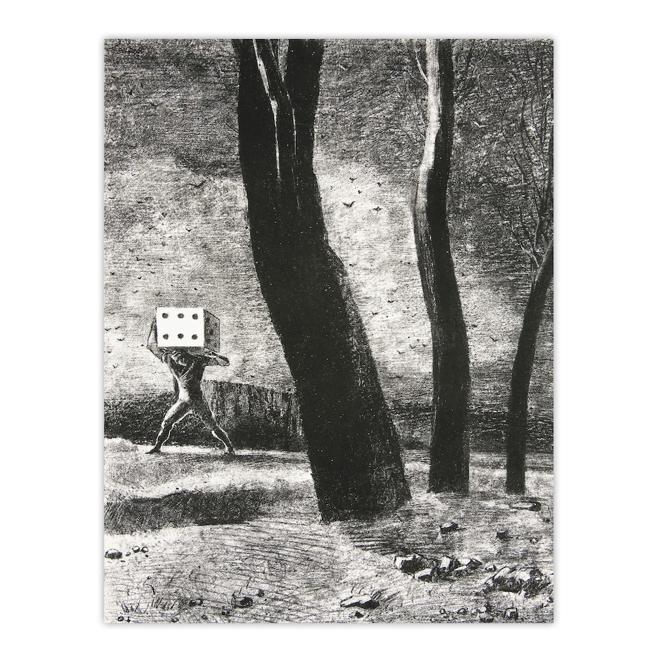 image 1 of Odilon Redon Framed Wall Art Print The Gambler Charcoal Painting Home Décor