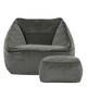 image 4 of icon Natalia Velvet Adults Bean Bag Armchair and Pouffe, Ready Filled Large Beanbag and Footstool Charcoal Grey Grey | Grey