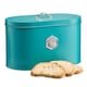 image 1 of Cooks Professional Bread Bin - Metal Food Storage Cannister with Nameplate | Blue | Teal & Silver