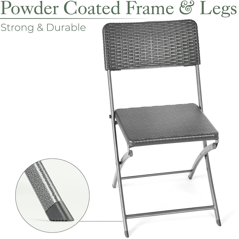 image 1 of Christow Folding Garden Chairs Rattan Effect Outdoor Camping Dining Set Of 2