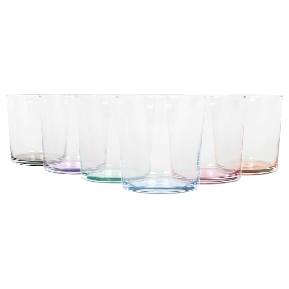 image 1 of LAV Bodega Glass Tumblers - 345ml - Colour Base - Pack of 6 Multi