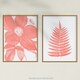 image 5 of Set of 2 Flower Fern Frond Coral Pink Plant Botanical Living Room Wall Art Print A4
