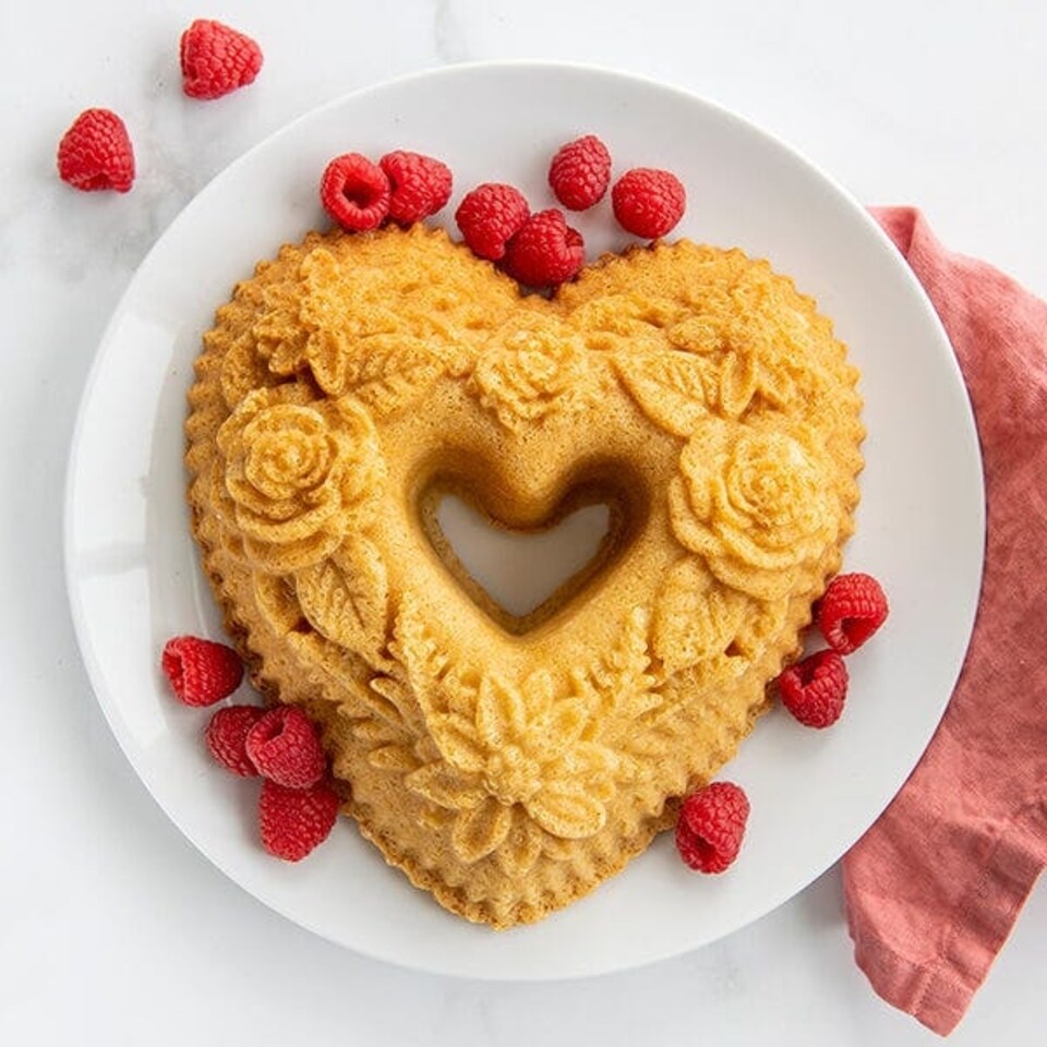image 1 of Nordic Ware Toffee Floral Heart Cake Pan