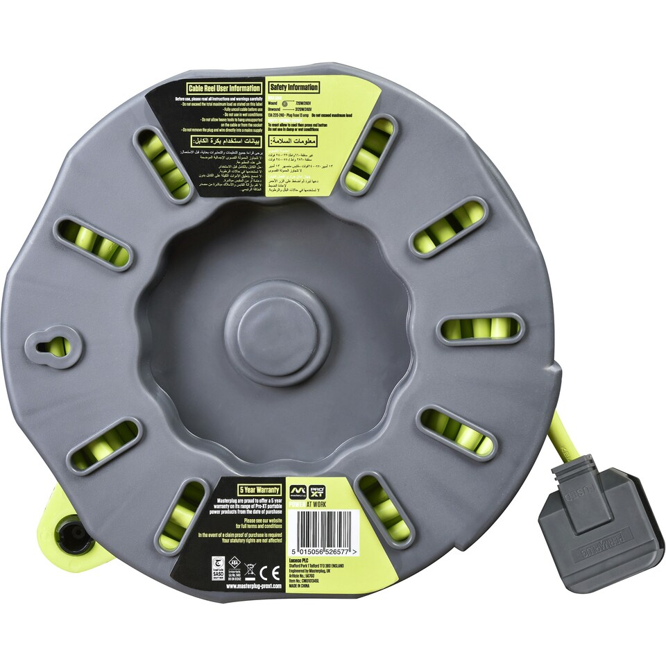 image 1 of Masterplug Pro-XT 10m 4 Socket 13A Cassette Reel with Thermal Cut-Out