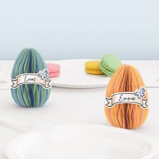 Easter Egg Shaped 3D Honeycomb Customisable Place Card Decorations - Pack of 4